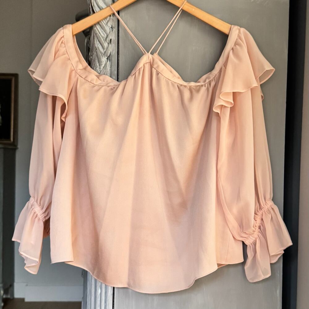 1.State Blouse Sz S Women's Peach Delicate Off The Shoulder Feminine & Flowy